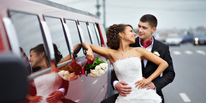 Decorated Wedding Limousine in Calgary